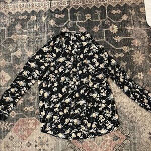 Floral Black and White Women's Top